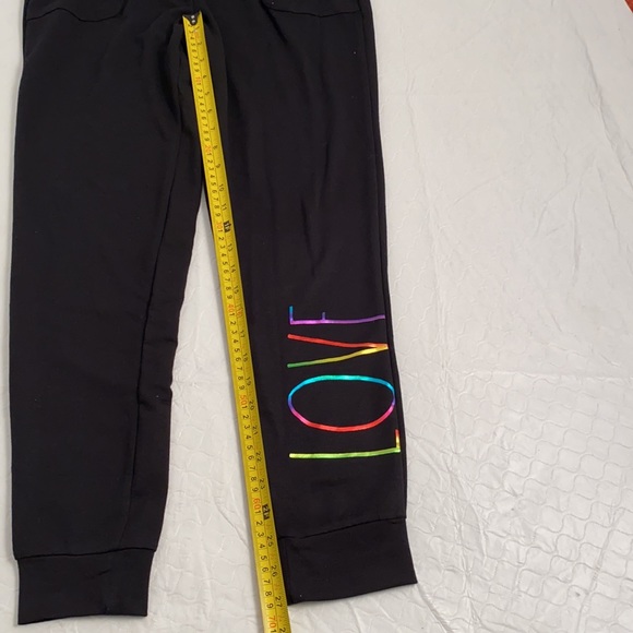 Rae Dunn black multicolor metallic rainbow LOVE joggers S - Picture 3 of 12